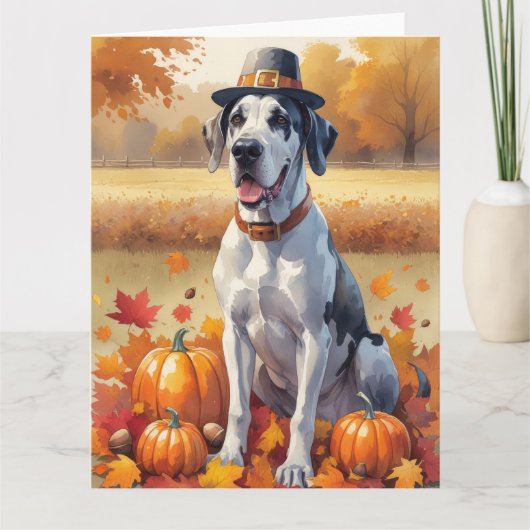 Grote Deen in het najaar verlaat Thanksgiving kuns Kaart (Voorkant)