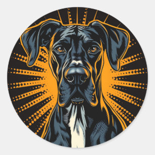 Grote Deen in Retro Comic Style Ronde Sticker