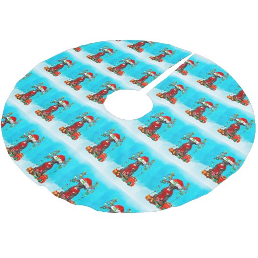 Grote Deen in sneeuw met kerstcadeaus Kerstboom Rok (Gekanteld)