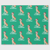 Grote Deen Kerst Groene Vrolijke Kerstman Hoed Cadeaupapier (Vlak)