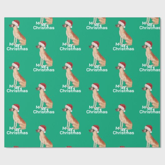 Grote Deen Kerst Groene Vrolijke Kerstman Hoed Cadeaupapier (Vlak)