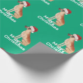 Grote Deen Kerst Groene Vrolijke Kerstman Hoed Cadeaupapier (Hoek)