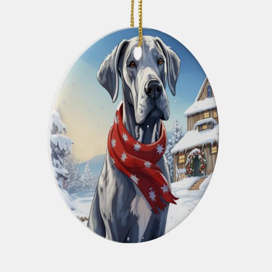 Grote Deen kerst, hond herdenkingsgeschenk, honden Keramisch Ornament (Rechts)