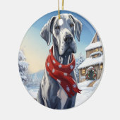Grote Deen kerst, hond herdenkingsgeschenk, honden Keramisch Ornament (Links)