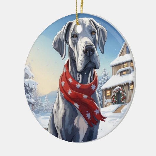 Grote Deen kerst, hond herdenkingsgeschenk, honden Keramisch Ornament (Links)