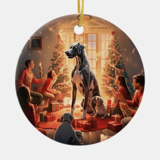 Grote Deen kerst, hond herdenkingsgeschenk, honden Keramisch Ornament (Voorkant)