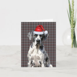 Grote Deen Kerst Hond Rood Grijs Geplaagd Kerstmis Feestdagen Kaart