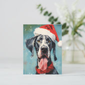 Grote Deen Kerstborstel schilderij kunstwerk Feestdagenkaart (Staand voorkant)