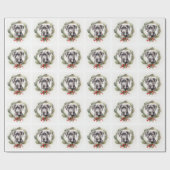 Grote Deen Kerstkrans Feestelijke Pup Cadeaupapier (Vlak)