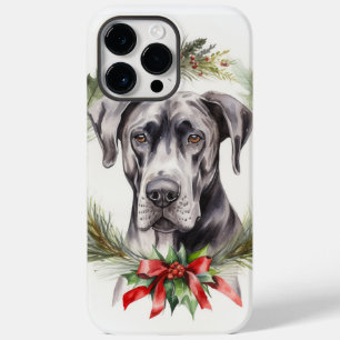 Grote Deen Kerstkrans Feestelijke Pup Case-Mate iPhone 14 Pro Max Hoesje