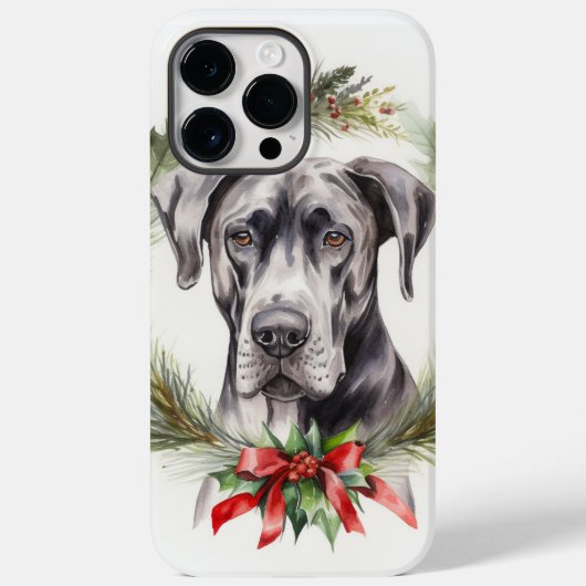 Grote Deen Kerstkrans Feestelijke Pup Case-Mate iPhone Case (Achterkant)