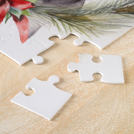 Grote Deen Kerstkrans Feestelijke Pup Legpuzzel (Zijkant)