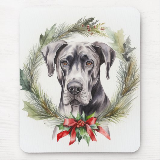 Grote Deen Kerstkrans Feestelijke Pup Muismat (Voorkant)