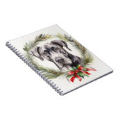 Grote Deen Kerstkrans Feestelijke Pup Notitieboek (Rechterzijde)