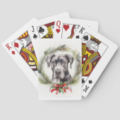 Grote Deen Kerstkrans Feestelijke Pup Pokerkaarten (Achterkant)