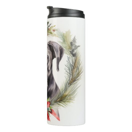 Grote Deen Kerstkrans Feestelijke Pup Thermosbeker (Geroteerd rechts)