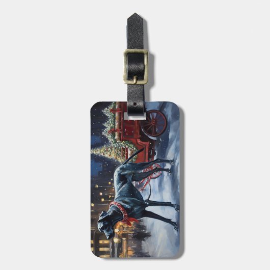 Grote Deen Kerstmis Feestelijk Seizoen Bagagelabel (Voorkant verticaal)