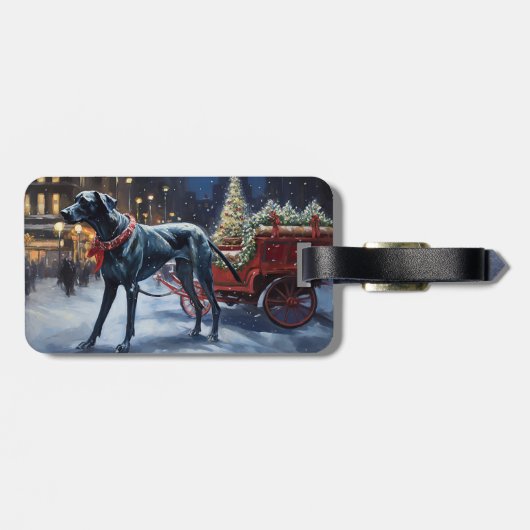 Grote Deen Kerstmis Feestelijk Seizoen Bagagelabel (Achterkant horizontaal)