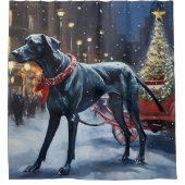 Grote Deen Kerstmis Feestelijk Seizoen Douchegordijn (Voorkant)