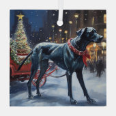 Grote Deen Kerstmis Feestelijk Seizoen Glas Ornament (Achterkant)