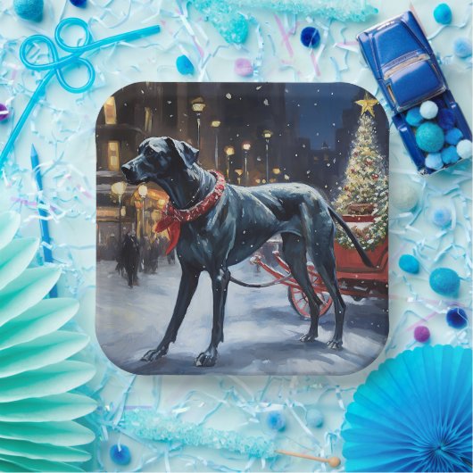 Grote Deen Kerstmis Feestelijk Seizoen Papieren Bordje (Feest)