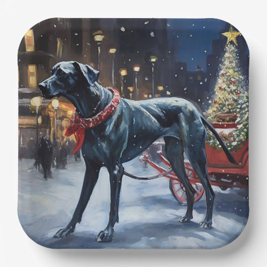 Grote Deen Kerstmis Feestelijk Seizoen Papieren Bordje (Voorkant)