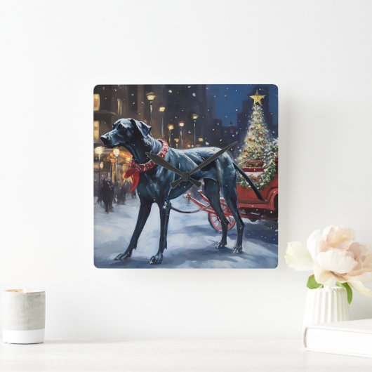 Grote Deen Kerstmis Feestelijk Seizoen Vierkante Klok (Huis)