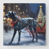 Grote Deen Kerstmis Feestelijk Seizoen Vierkante Klok (Voorkant)
