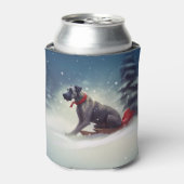 Grote Deen Kerstmis sneeuw winter Blikjeskoeler (Blikje Voorkant)