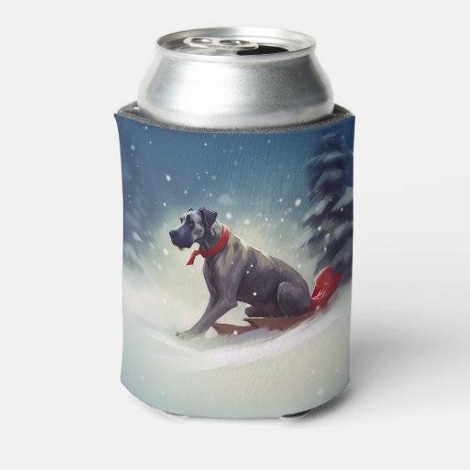 Grote Deen Kerstmis sneeuw winter Blikjeskoeler (Blikje Achterkant)