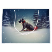 Grote Deen Kerstmis sneeuw winter Groot Cadeauzakje (Voorkant)