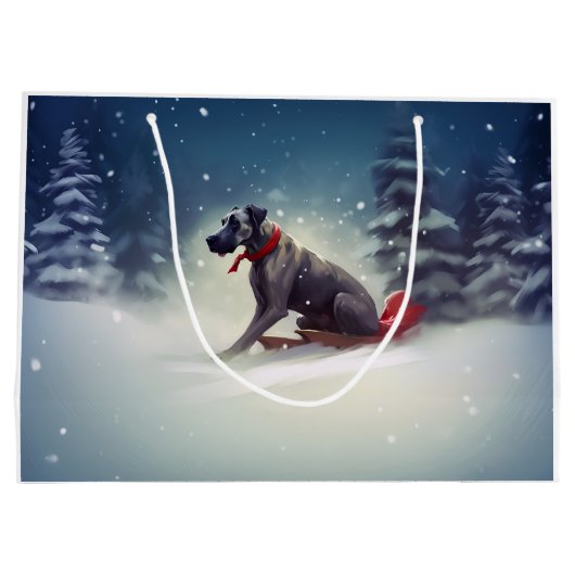 Grote Deen Kerstmis sneeuw winter Groot Cadeauzakje (Achterkant)