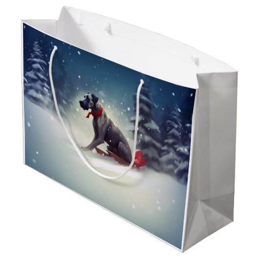 Grote Deen Kerstmis sneeuw winter Groot Cadeauzakje (Achterkant Gekanteld)