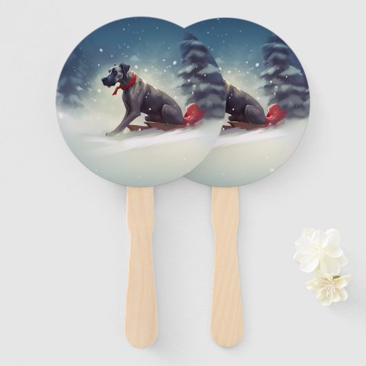 Grote Deen Kerstmis sneeuw winter Handwaaier (Voorkant en achterkant)