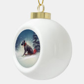 Grote Deen Kerstmis sneeuw winter Keramische Bal Ornament (Rechts)