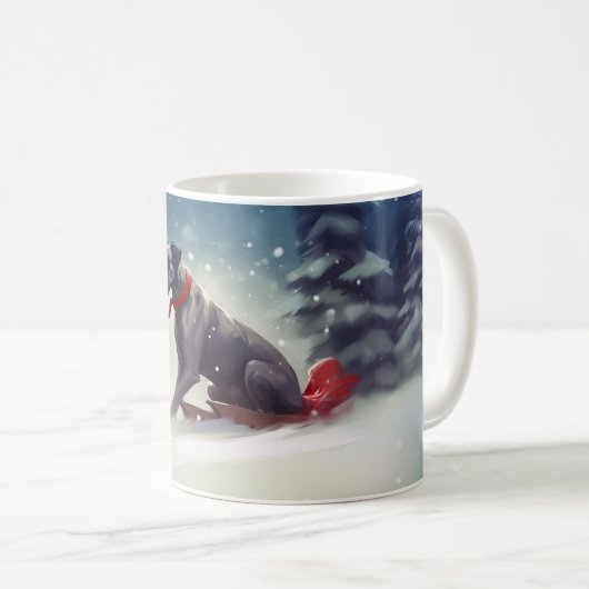 Grote Deen Kerstmis sneeuw winter Koffiemok (Voorkant rechts)
