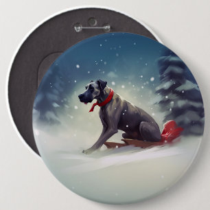 Grote Deen Kerstmis sneeuw winter Ronde Button 6,0 Cm