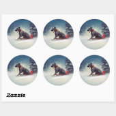 Grote Deen Kerstmis sneeuw winter Ronde Sticker (Vel)