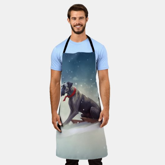 Grote Deen Kerstmis sneeuw winter Schort (Gedragen)