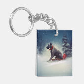 Grote Deen Kerstmis sneeuw winter Sleutelhanger (Voorkant Links)