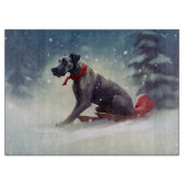 Grote Deen Kerstmis sneeuw winter Snijplank (Voorkant)