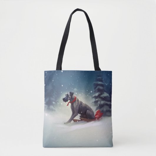 Grote Deen Kerstmis sneeuw winter Tote Bag (Voorkant)