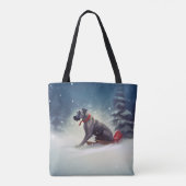 Grote Deen Kerstmis sneeuw winter Tote Bag (Achterkant)