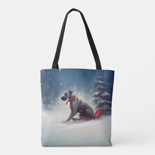 Grote Deen Kerstmis sneeuw winter Tote Bag (Achterkant)