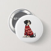 Grote Deen Kersttrui hond Ronde Button 5,7 Cm (Voorkant /achterkant)
