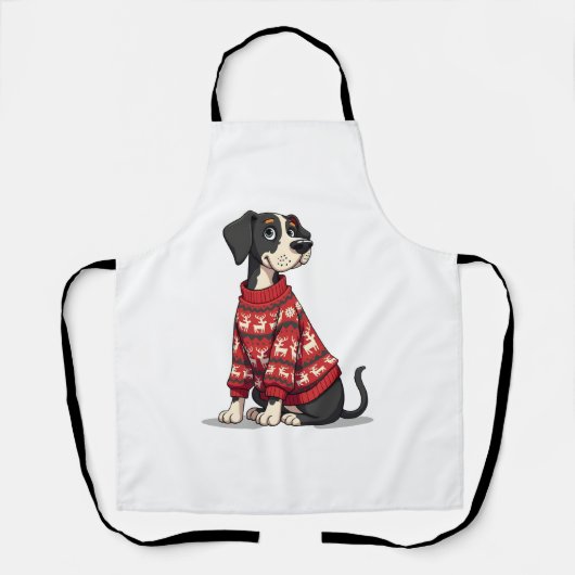 Grote Deen Kersttrui hond Schort (Voorkant)