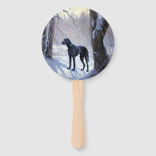 Grote Deen laat het sneeuwen Kerstmis Handwaaier (Voorkant)