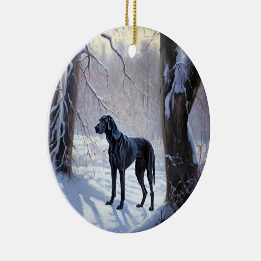 Grote Deen laat het sneeuwen Kerstmis Keramisch Ornament (Rechts)