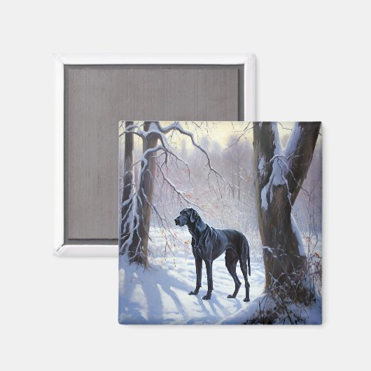 Grote Deen laat het sneeuwen Kerstmis Magneet (Voorkant / Achterkant)