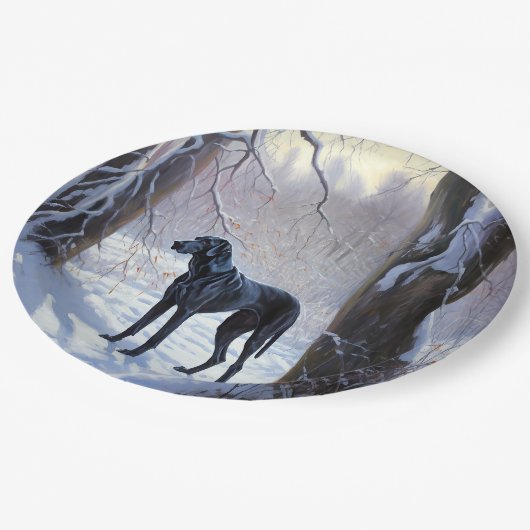 Grote Deen laat het sneeuwen Kerstmis Papieren Bordje (Gekanteld)